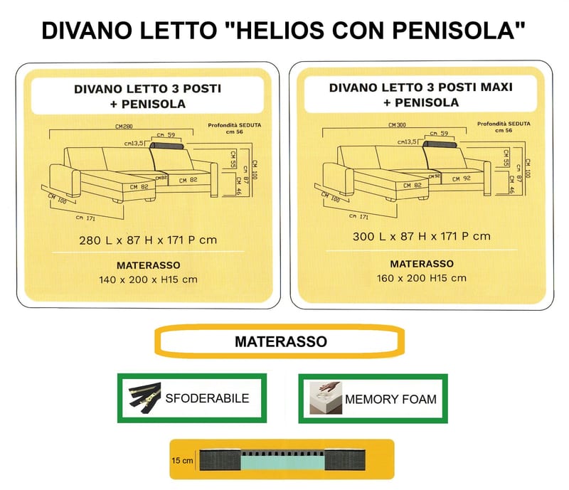 Mod. Divano Letto Con Penisola HELIOS by Nottiblu - Thumbnail 5