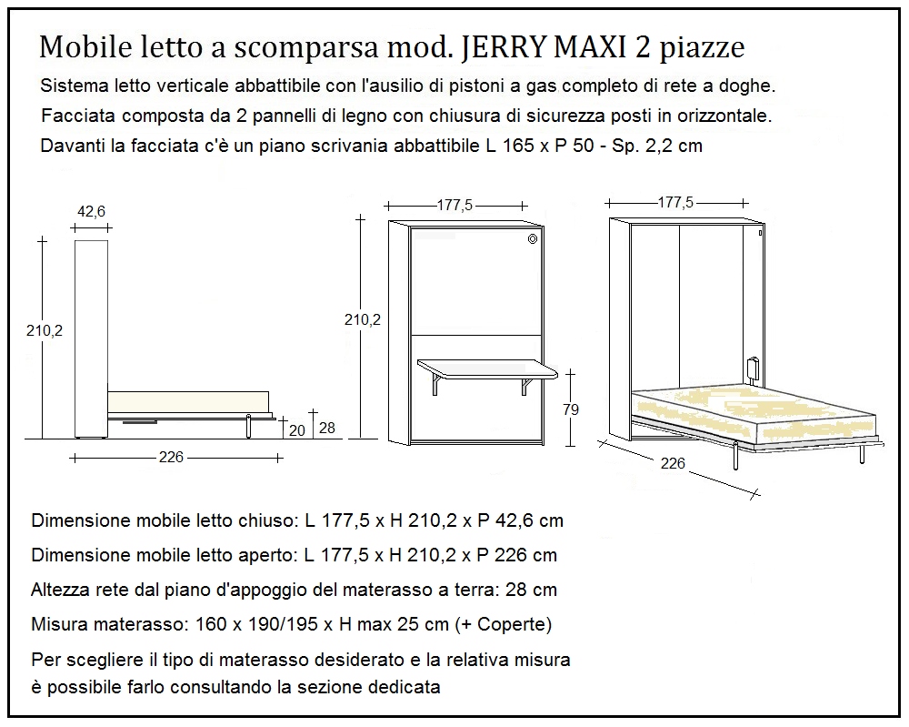 scheda tecnica letto a scomparsa letti due piazze jerry