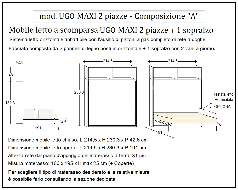 scheda tecnica letto a scomparsa letti due piazze ugo composizione a