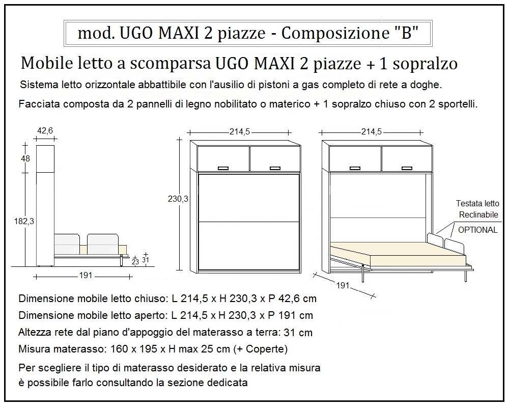 scheda tecnica letto a scomparsa letti due piazze ugo composizione b