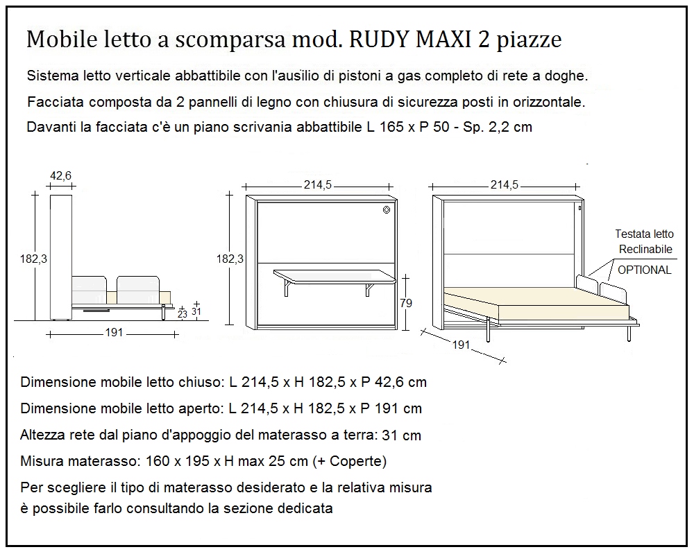 scheda tecnica letto a scomparsa letti due piazze rudy