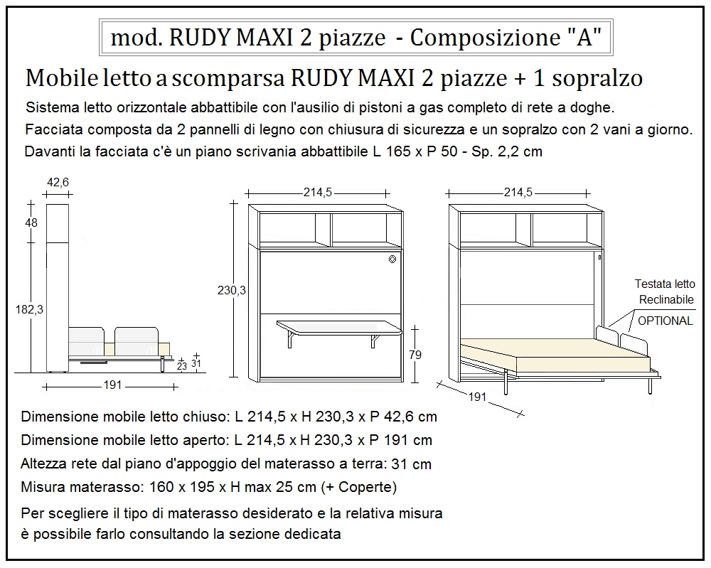 scheda tecnica letto a scomparsa letti due piazze rudy composizione a