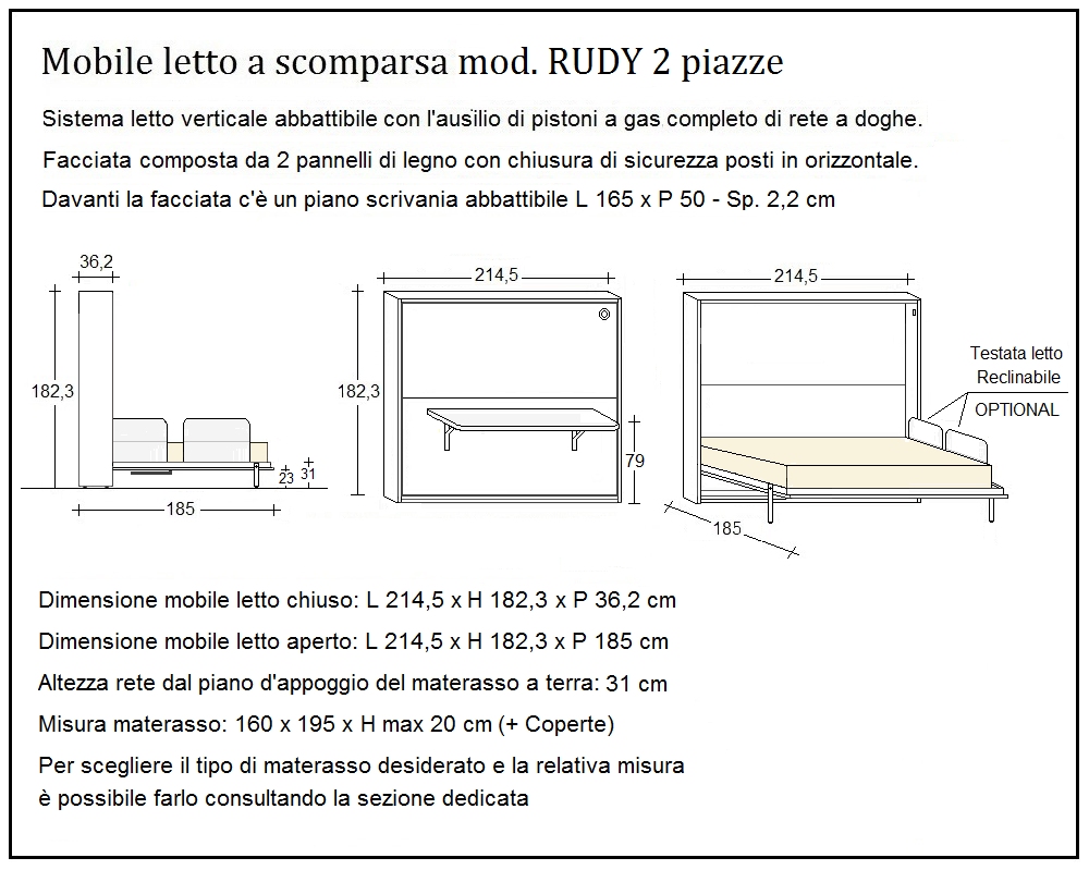 scheda tecnica letto a scomparsa letti due piazze rudy