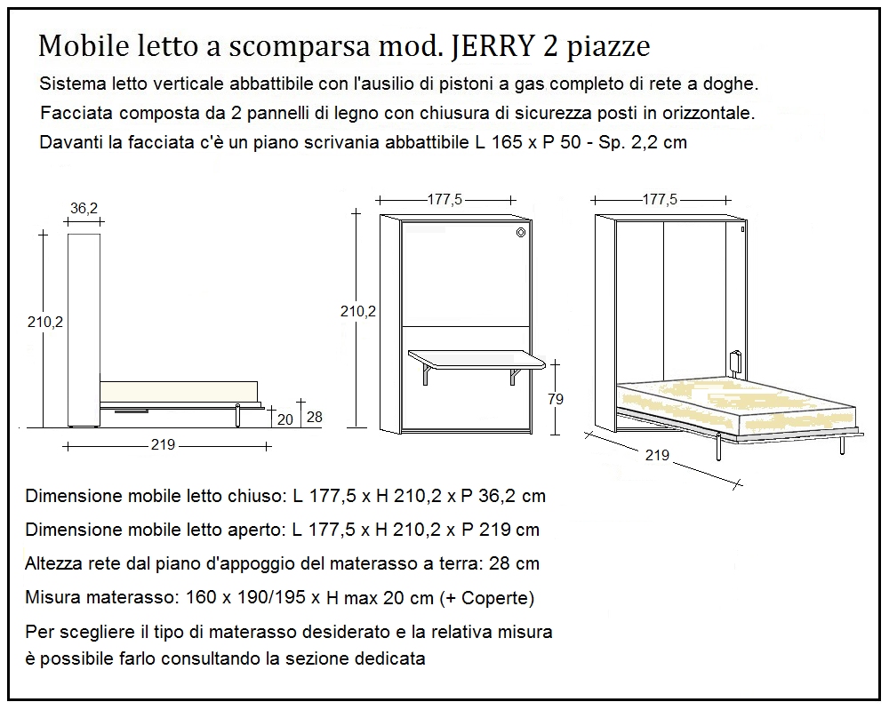 scheda tecnica letto a scomparsa letti due piazze jerry