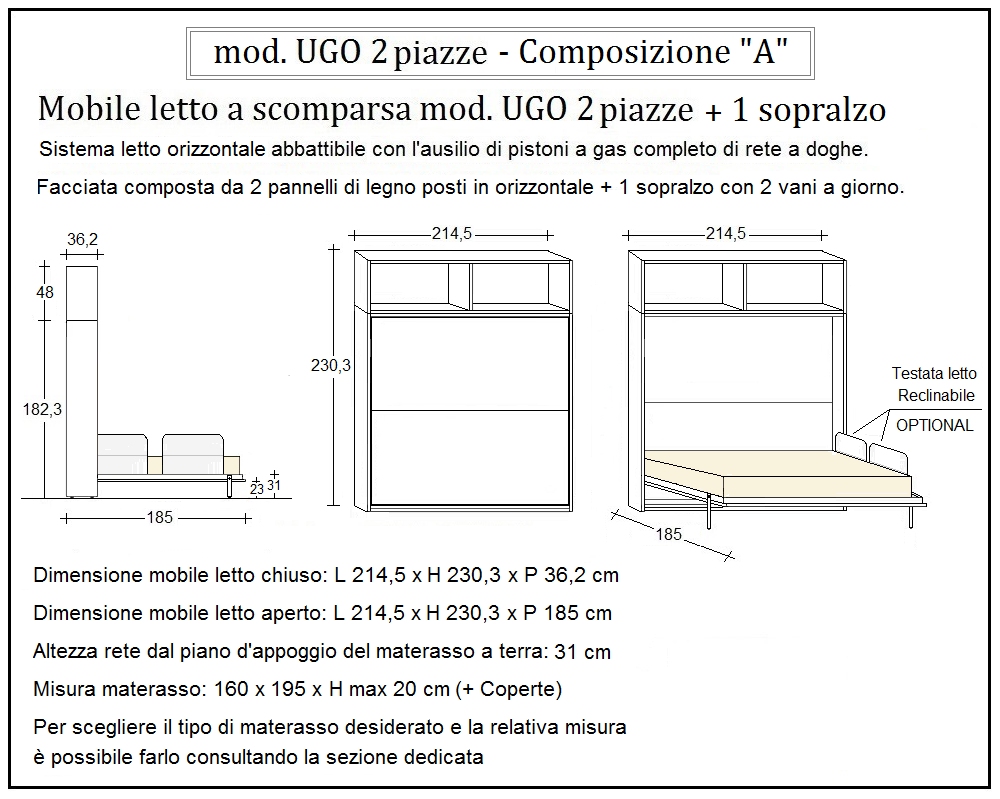 scheda tecnica letto a scomparsa letti due piazze ugo composizione a