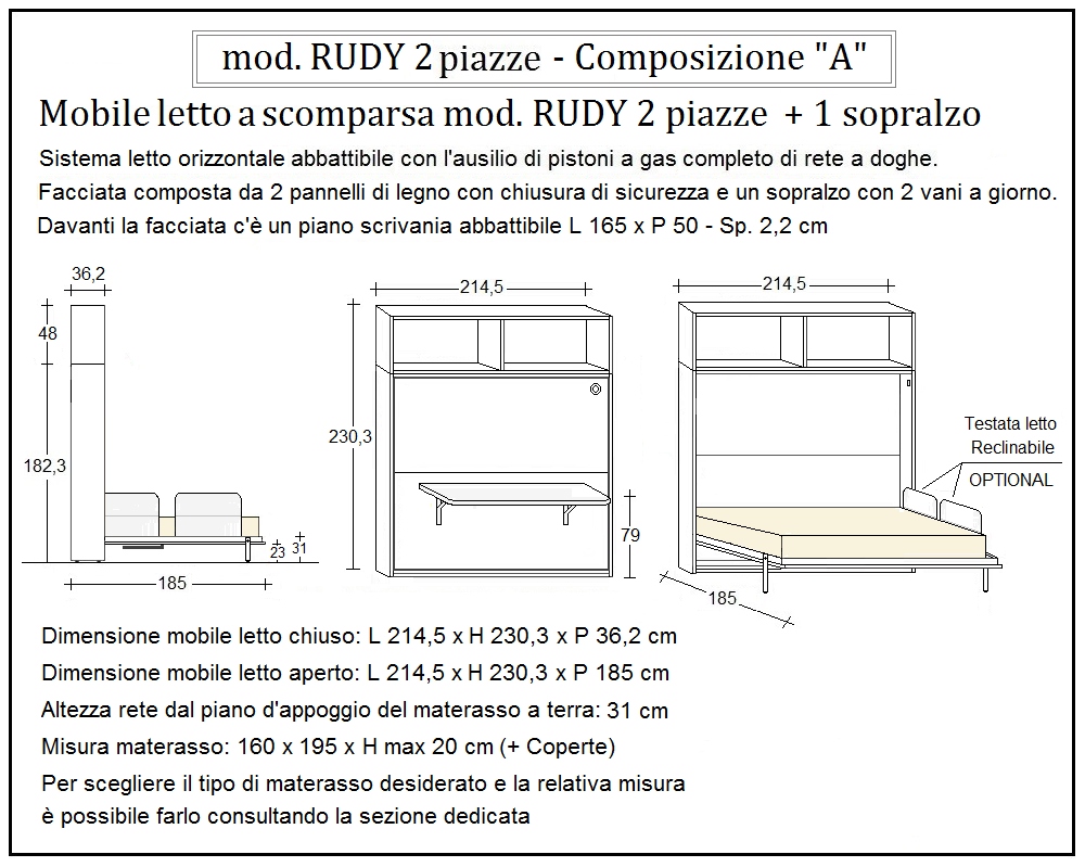 scheda tecnica letto a scomparsa letti due piazze rudy composizione a