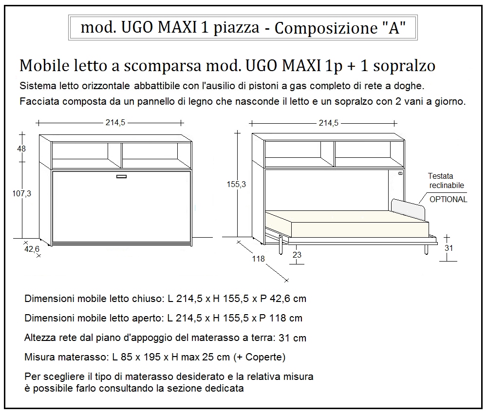 scheda tecnica letto a scomparsa letti una piazza ugo composizione a