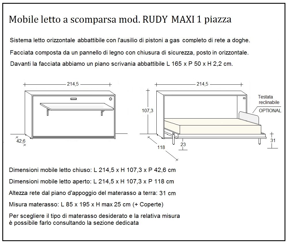 scheda tecnica letto a scomparsa letti una piazza rudy