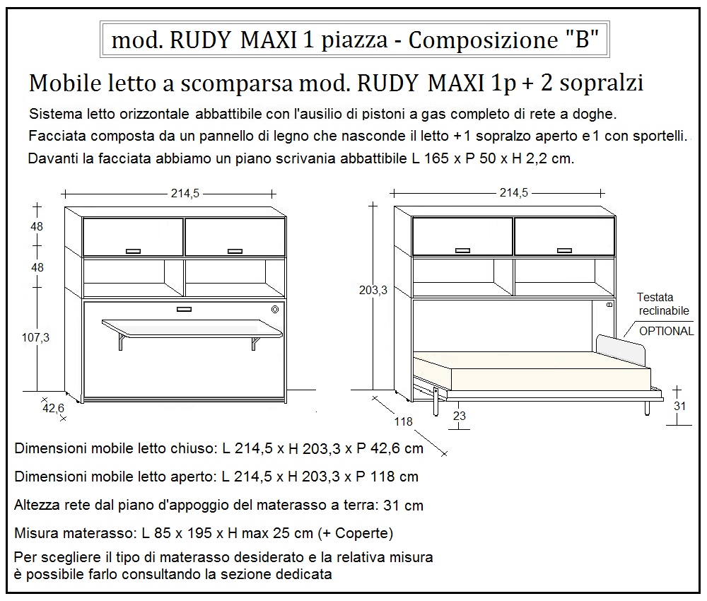 scheda tecnica letto a scomparsa letti una piazza rudy composizione b