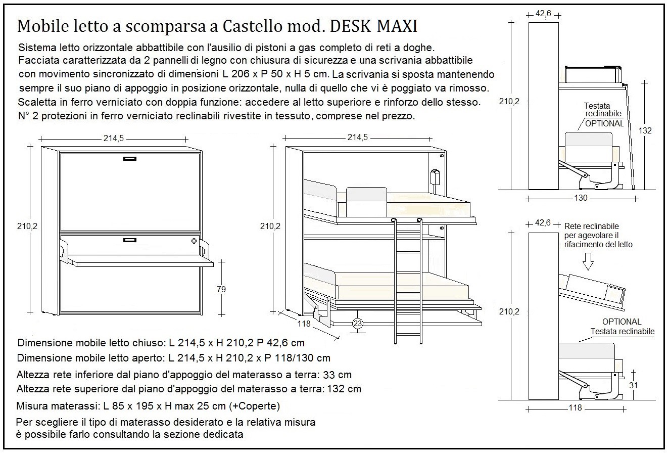 scheda tecnica letto a scomparsa letti castello desk