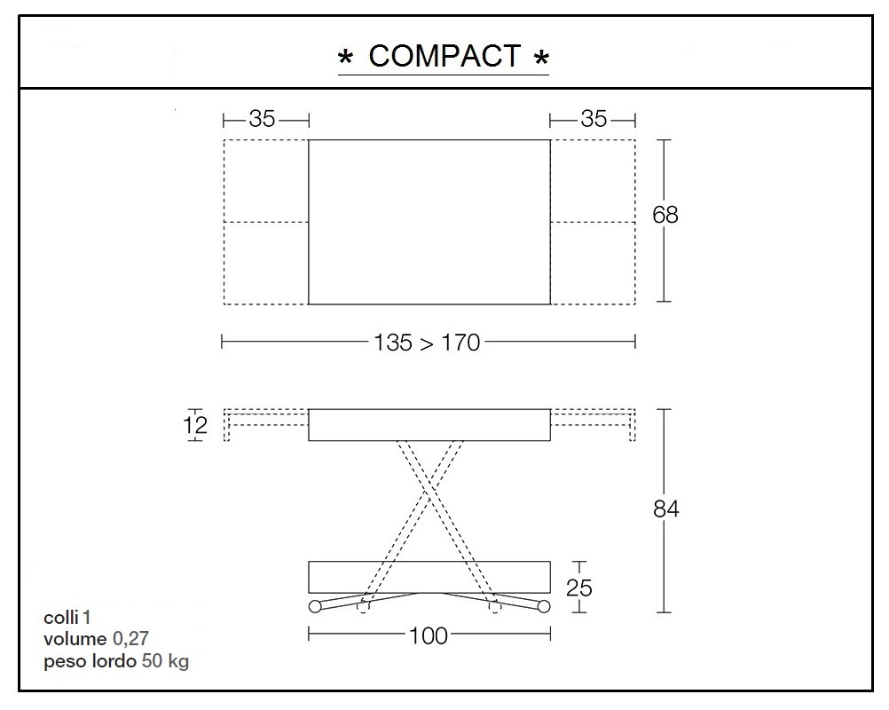 scheda tecnica tavolino trasformabile compact