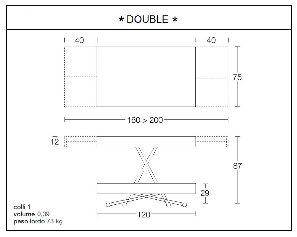 scheda tecnica tavolino trasformabile double