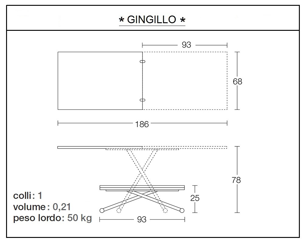scheda tecnica tavolino trasformabile gingillo