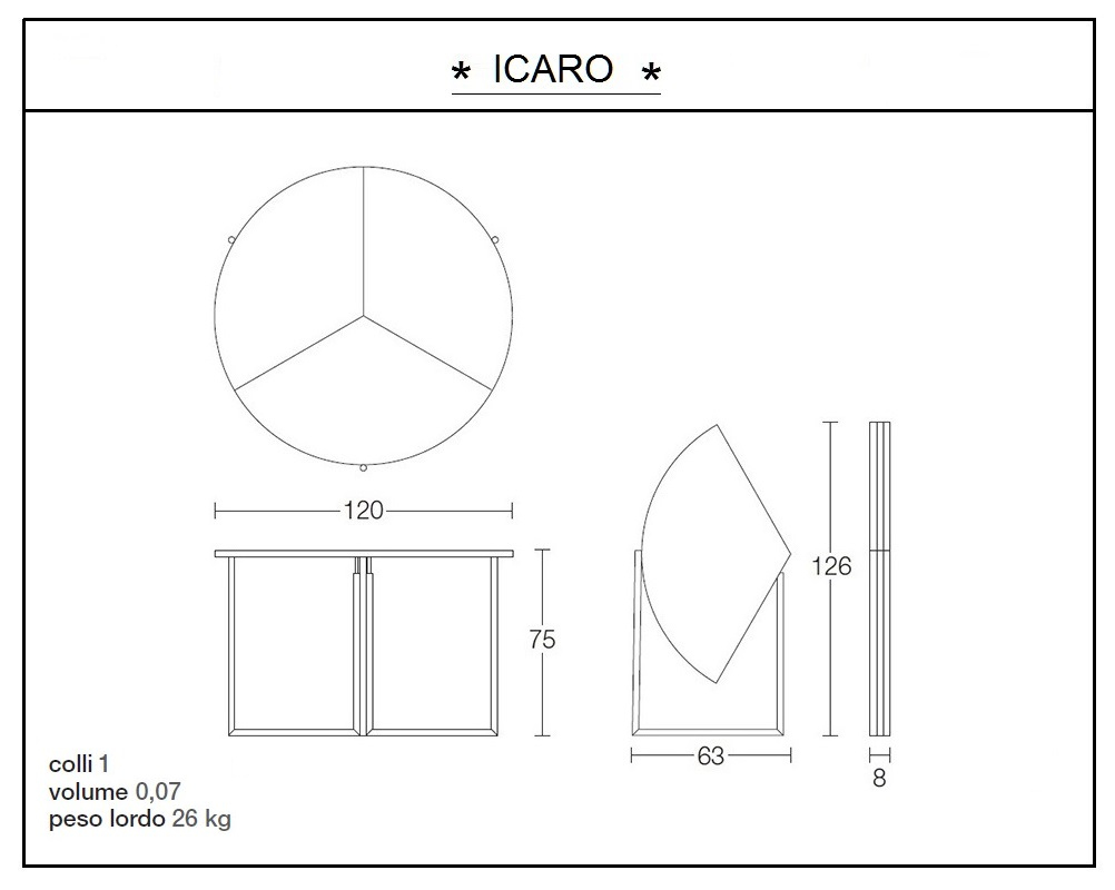 scheda tecnica tavolino trasformabile icaro