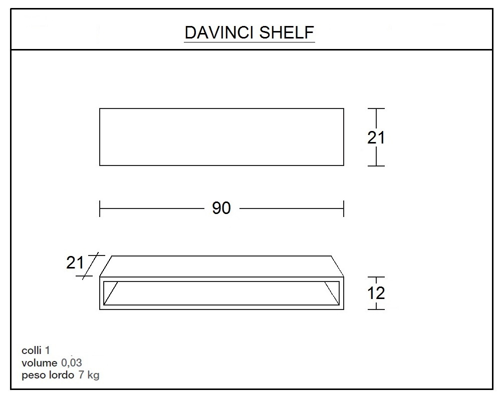 scheda tecnica consolle davinci shelf