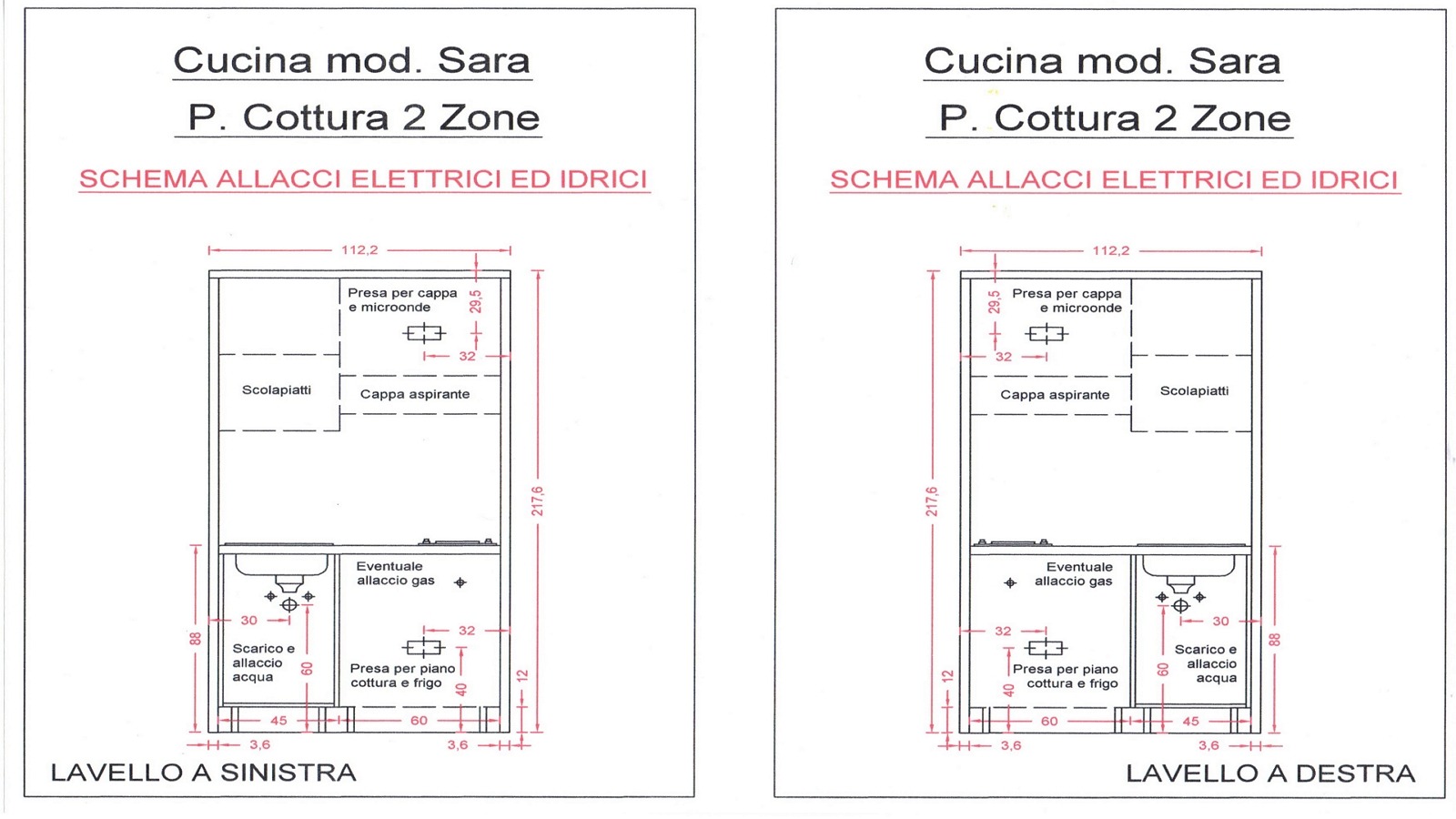 scheda tecnica cucina monoblocco sara