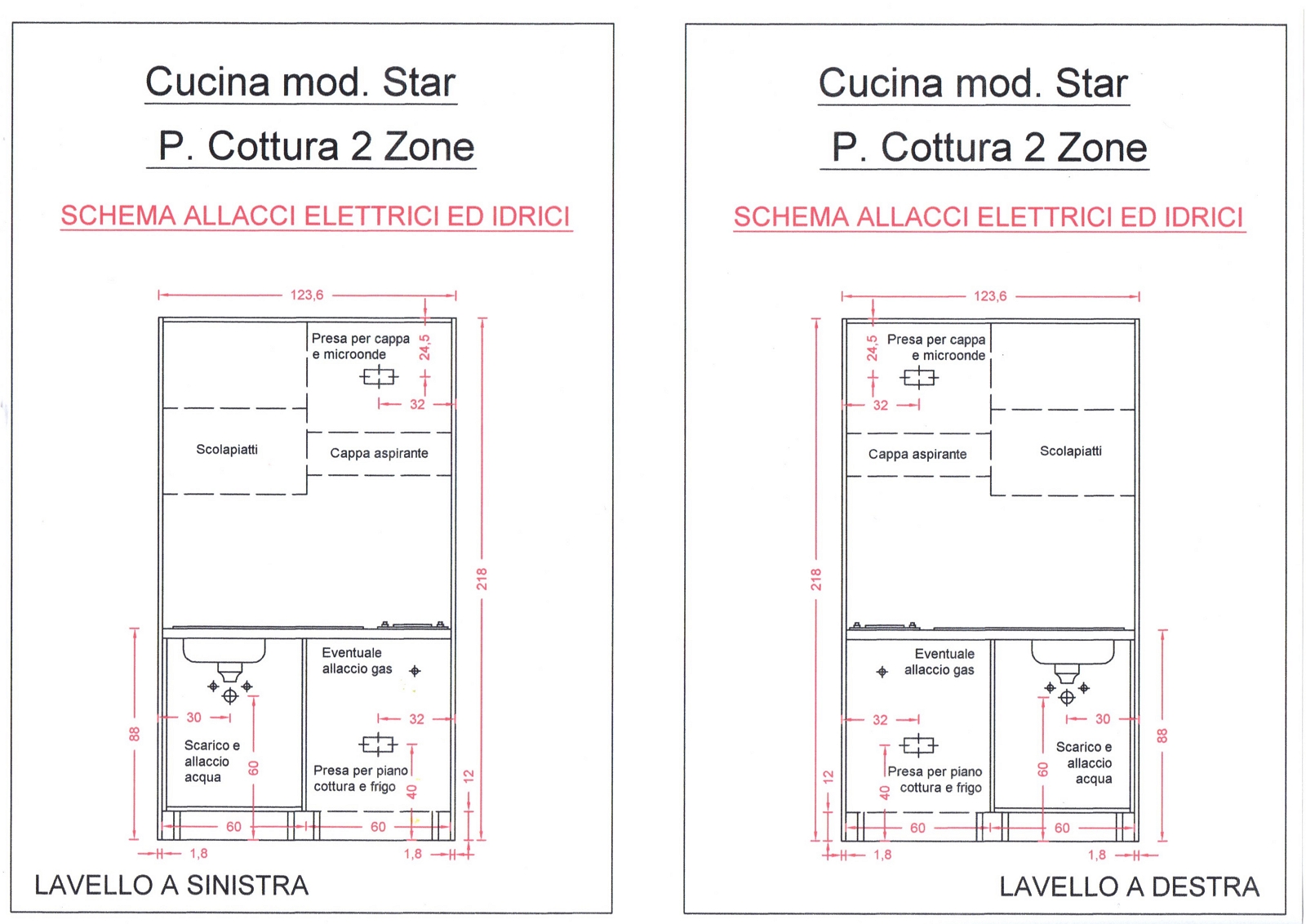 scheda tecnica cucina monoblocco star