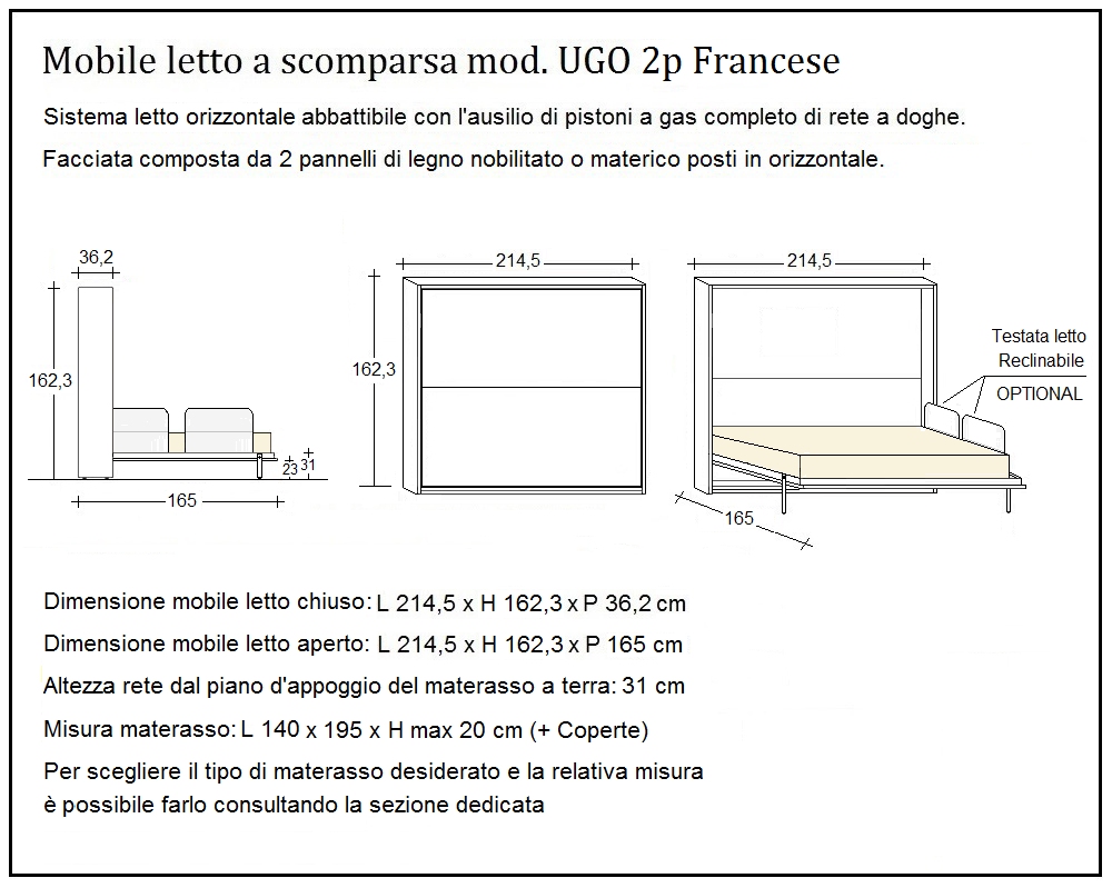 scheda tecnica letto a scomparsa letti due piazze francese ugo