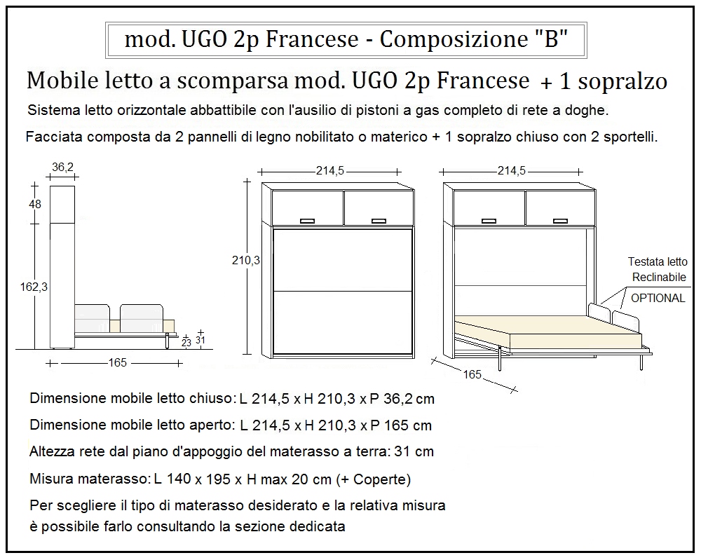 scheda tecnica letto a scomparsa letti due piazze francese ugo composizione b