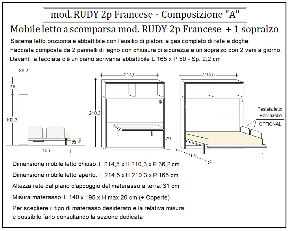 scheda tecnica letto a scomparsa letti due piazze francese rudy composizione a