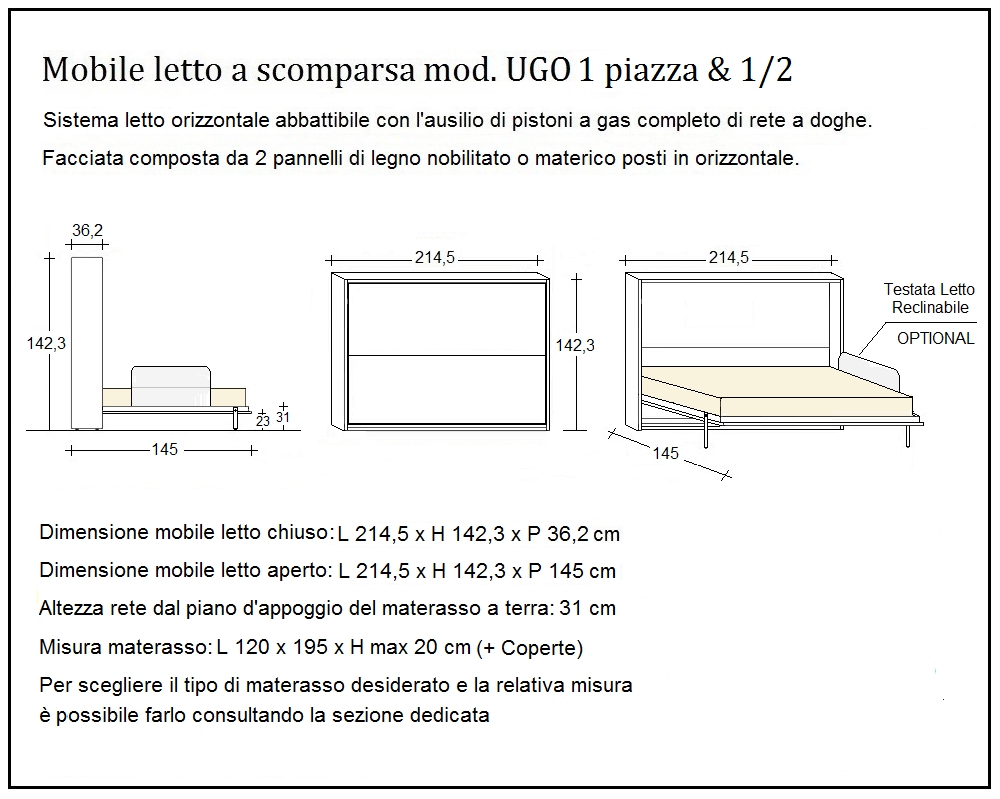 scheda tecnica letto a scomparsa letti una piazza e mezza ugo