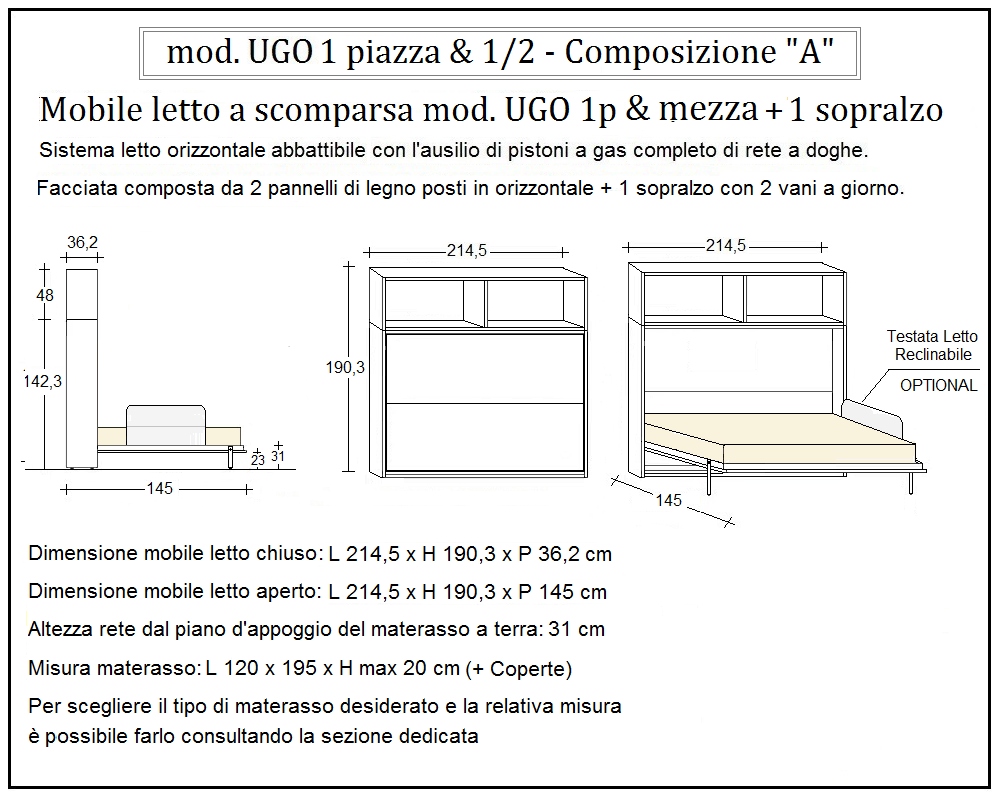 scheda tecnica letto a scomparsa letti una piazza e mezza ugo composizione a