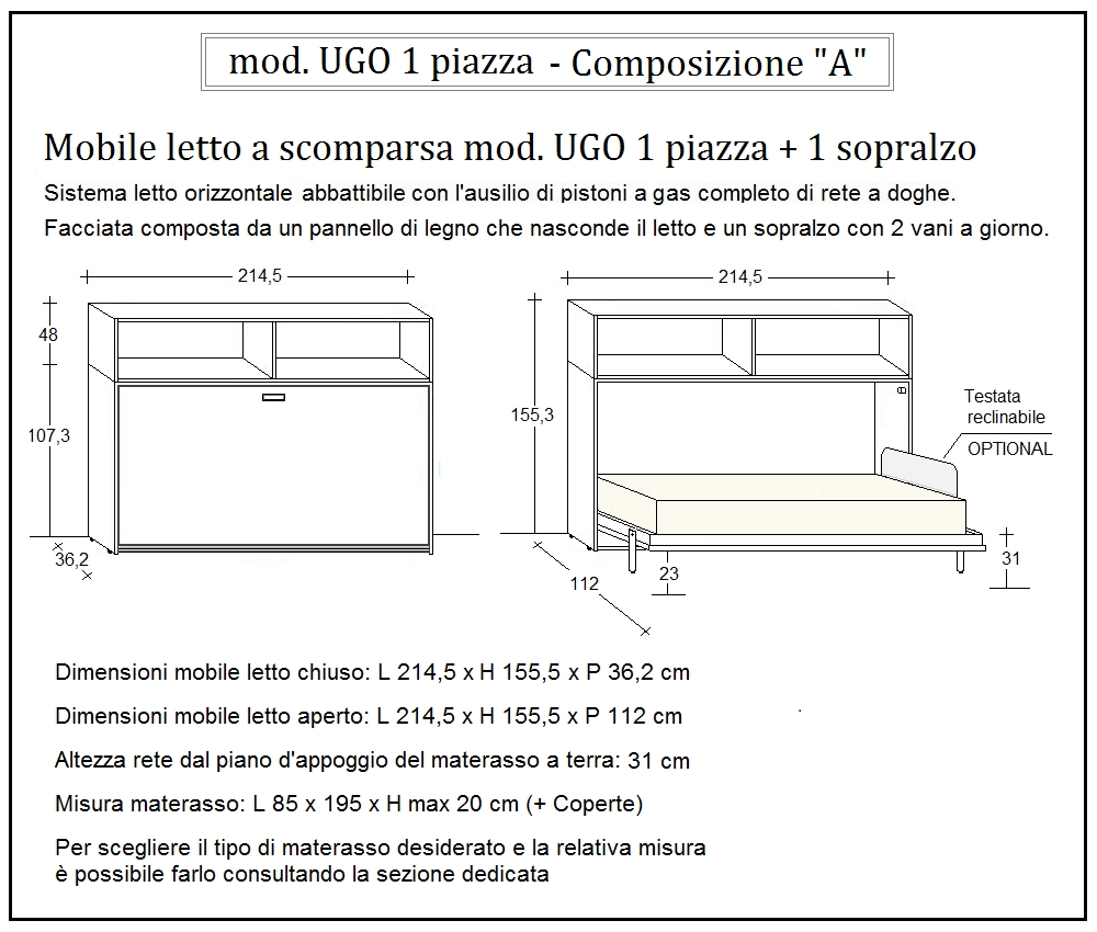 scheda tecnica letto a scomparsa letti una piazza ugo composizione a