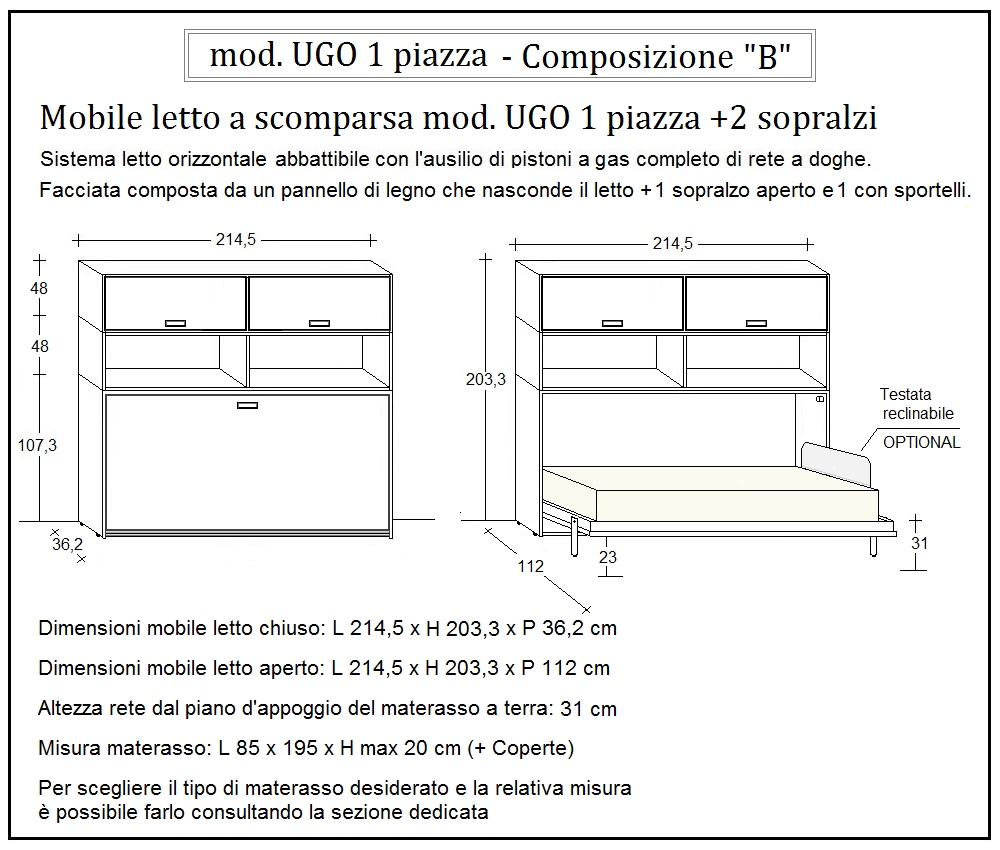 scheda tecnica letto a scomparsa letti una piazza ugo composizione b