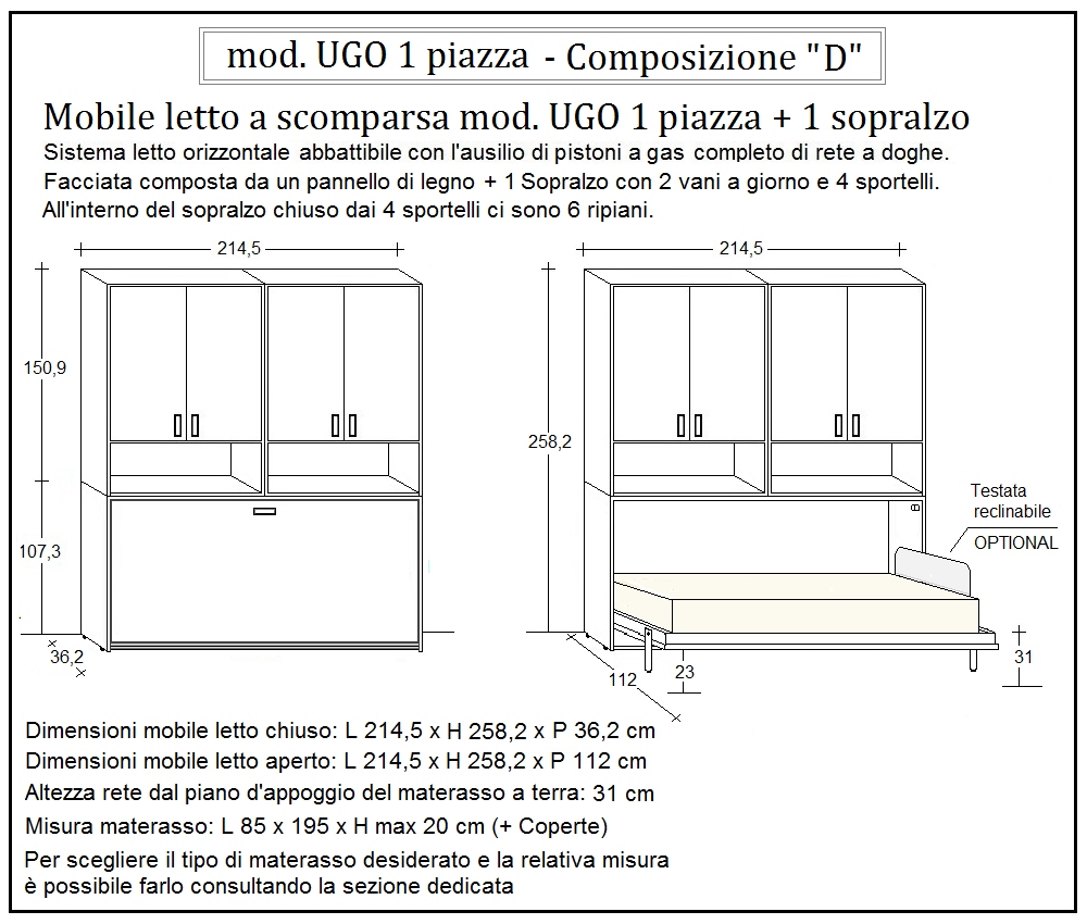 scheda tecnica letto a scomparsa letti una piazza ugo composizione d