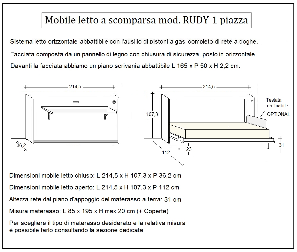 scheda tecnica letto a scomparsa letti una piazza rudy