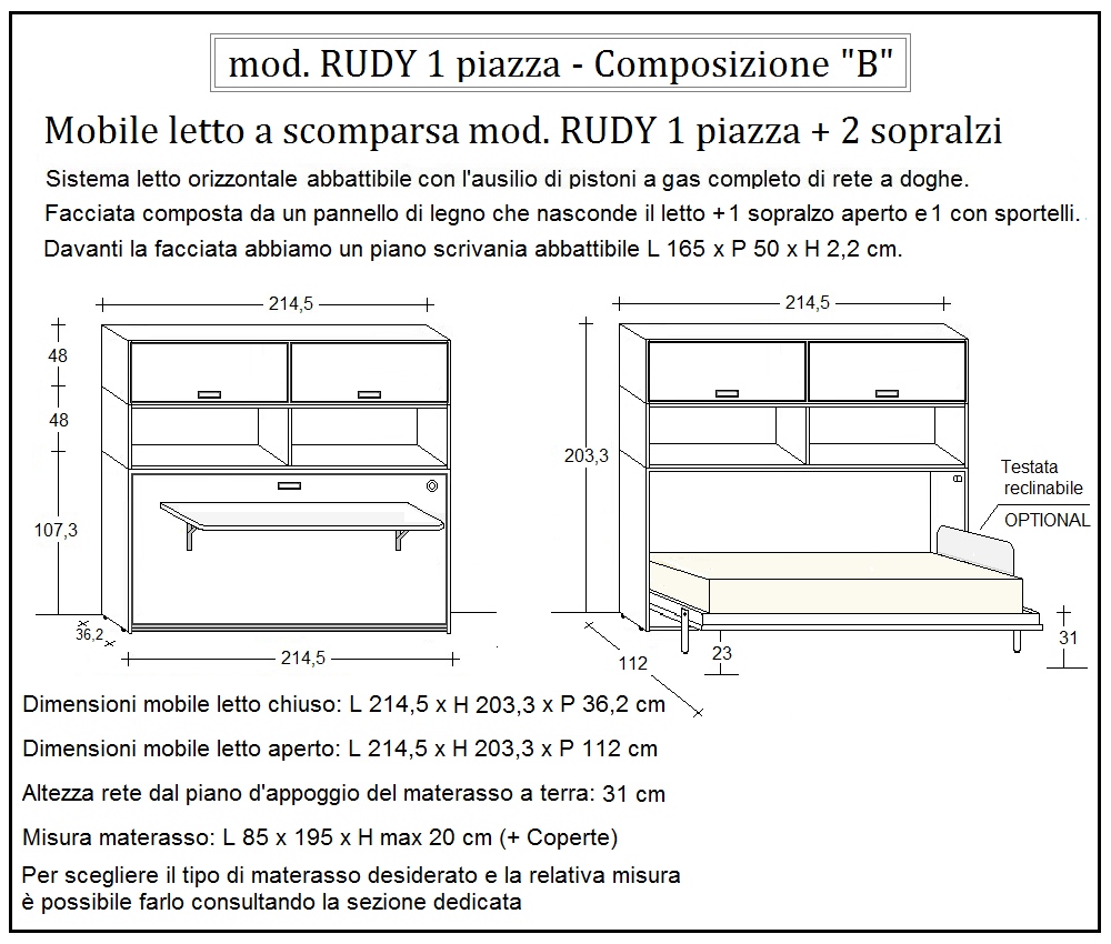 scheda tecnica letto a scomparsa letti una piazza rudy composizione b