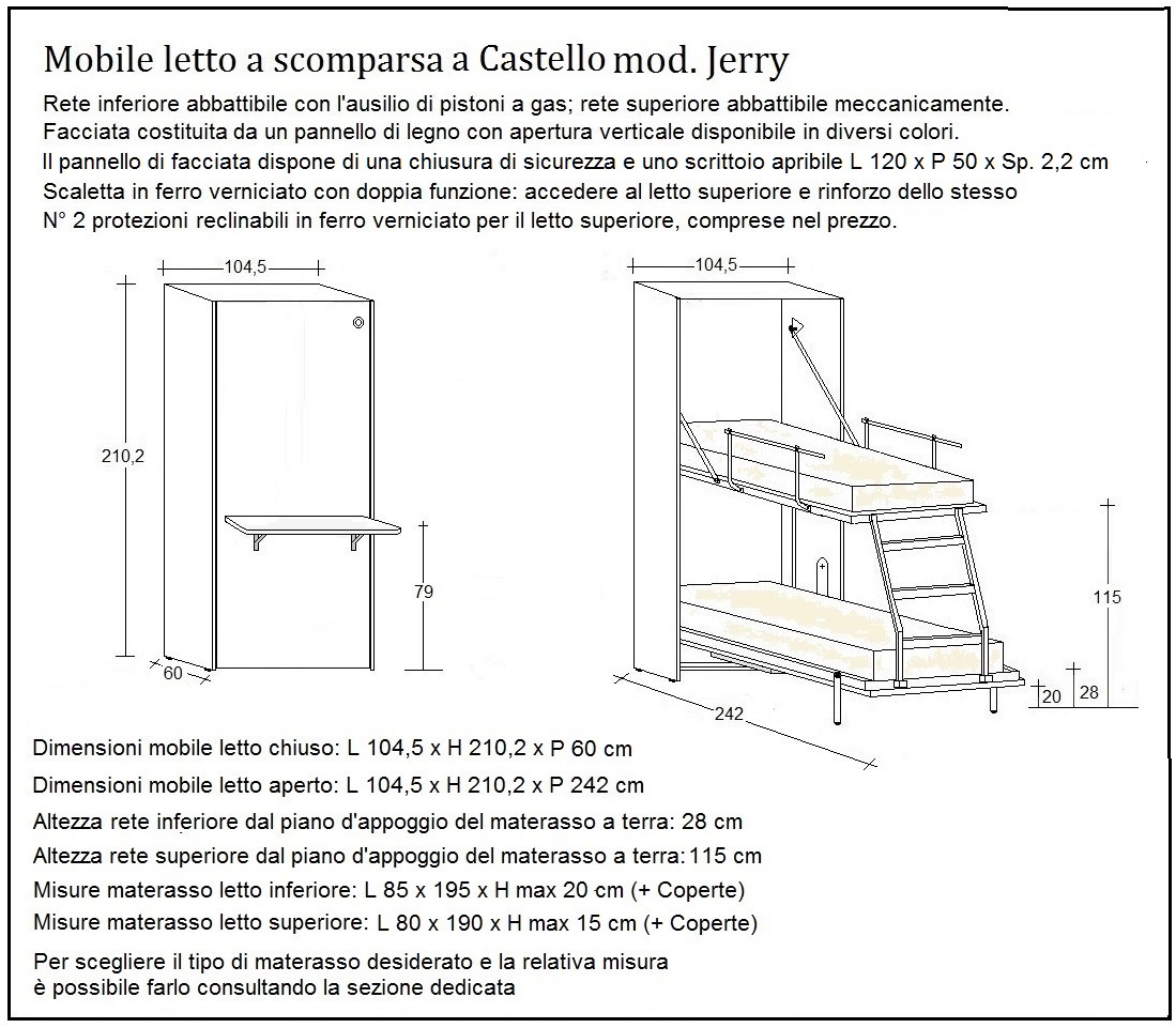 scheda tecnica letto a scomparsa letti castello jerry